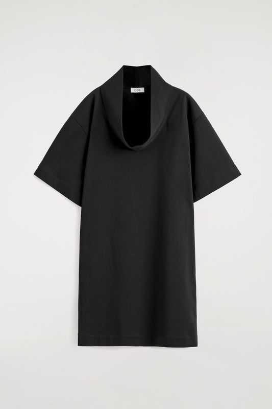 Funnel-Neck Cocoon Mini Dress