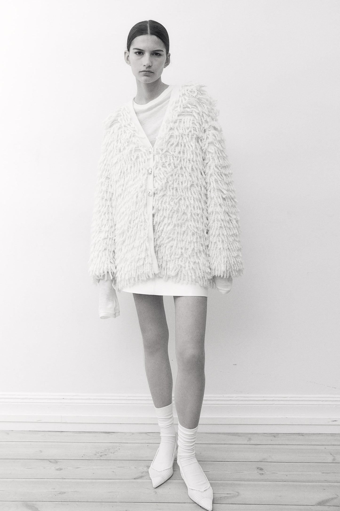 Fringed wool-blend cardigan