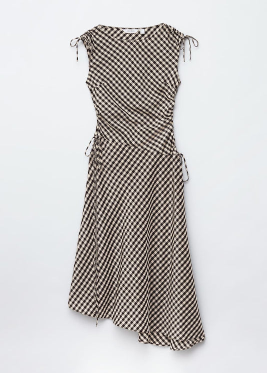 Asymmetric Boatneck Midi Dress