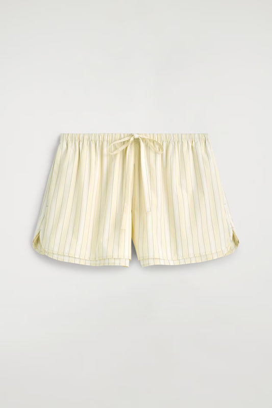 Layered cotton-poplin drawstring shorts