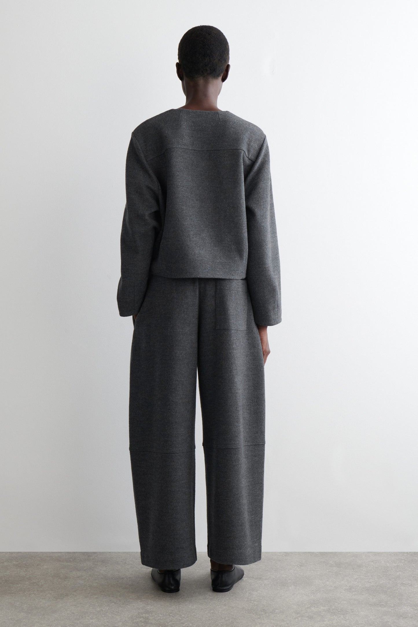 Boiled-Wool Barrel-Leg Trousers