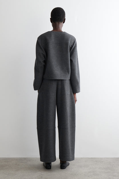 Boiled-Wool Barrel-Leg Trousers