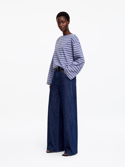 Striped Boat-Neck Top