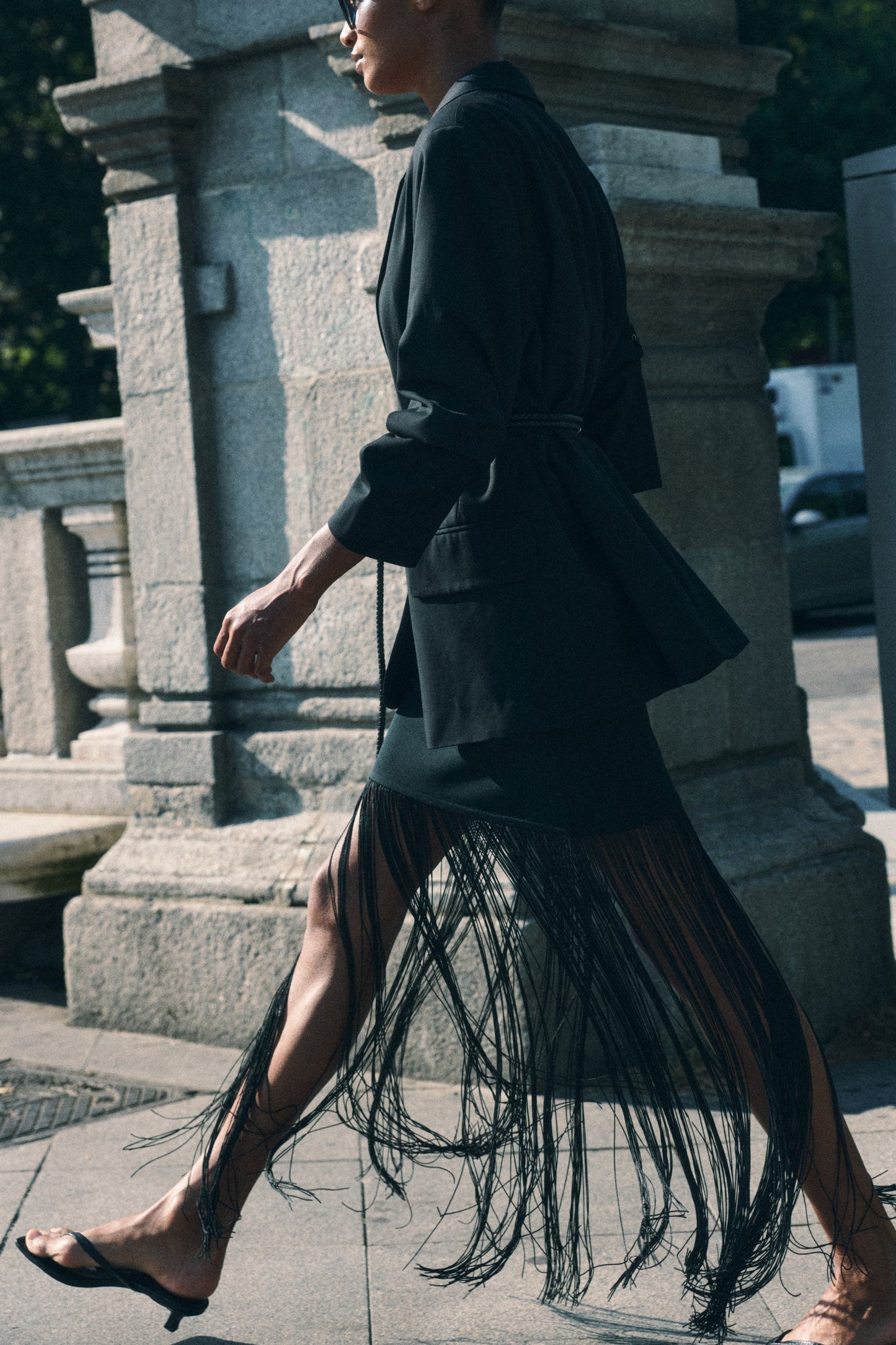 Fringe-trimmed skirt