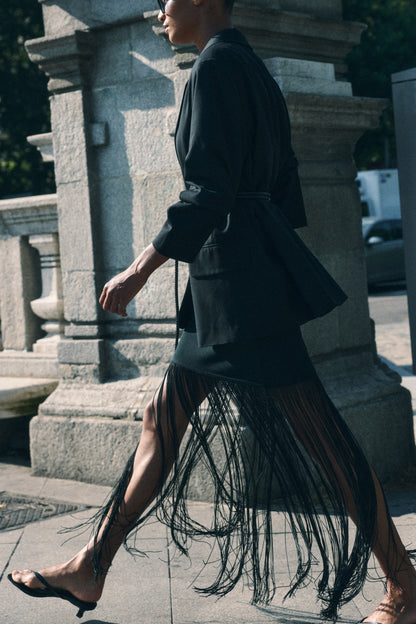 Fringe-trimmed skirt