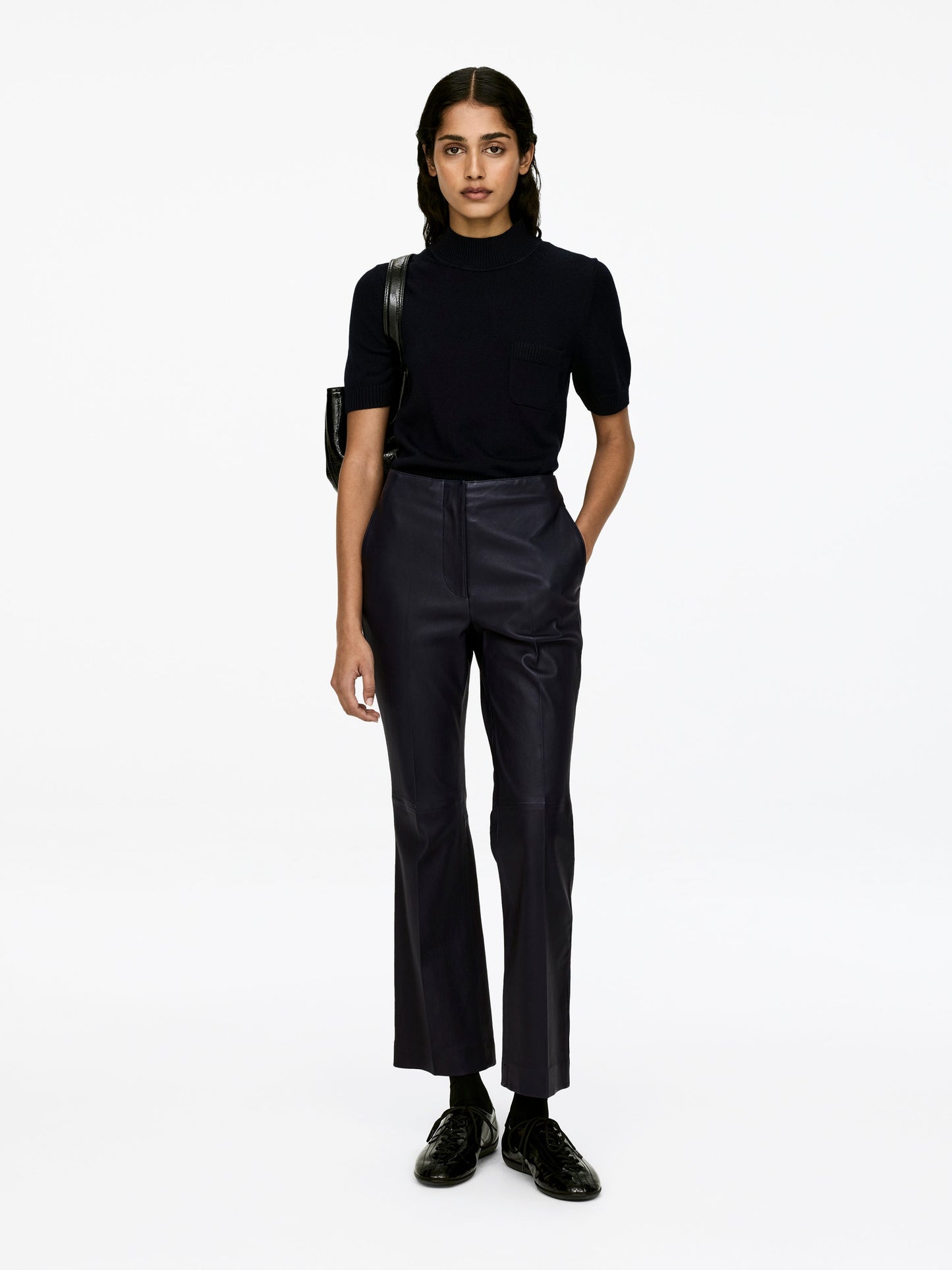 Kick-Flare Leather Trousers