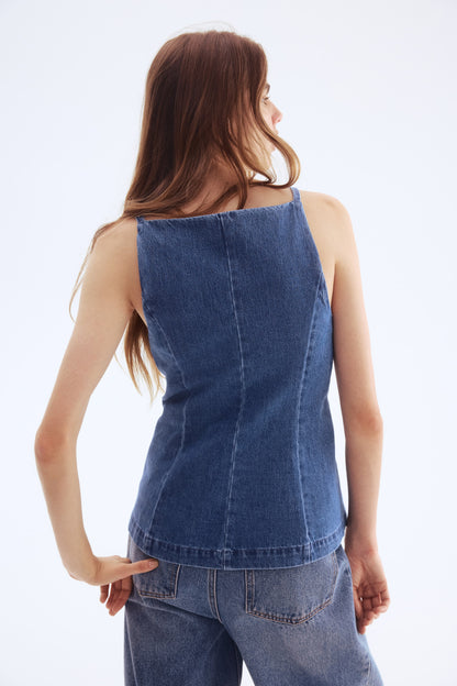 Tailored denim waistcoat