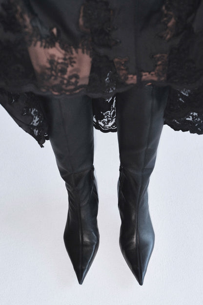 Heeled leather sock boots