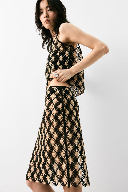 Crochet-look skirt