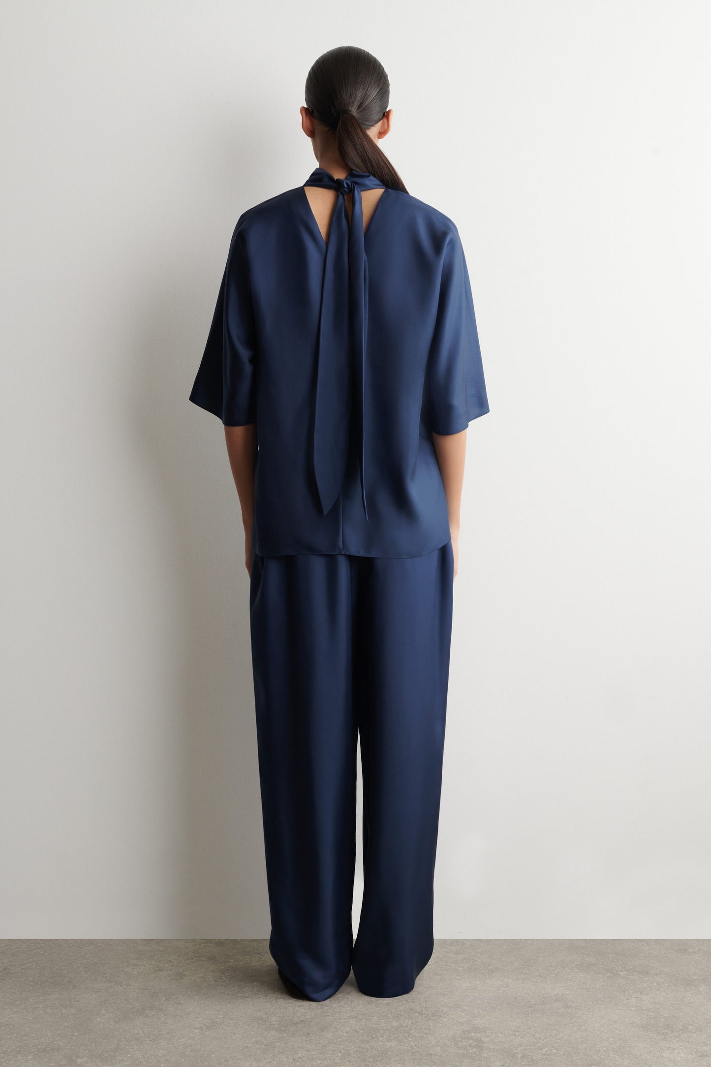 Draped Tie-Detail Silk Top