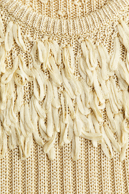 Fringe-detail rib-knit top