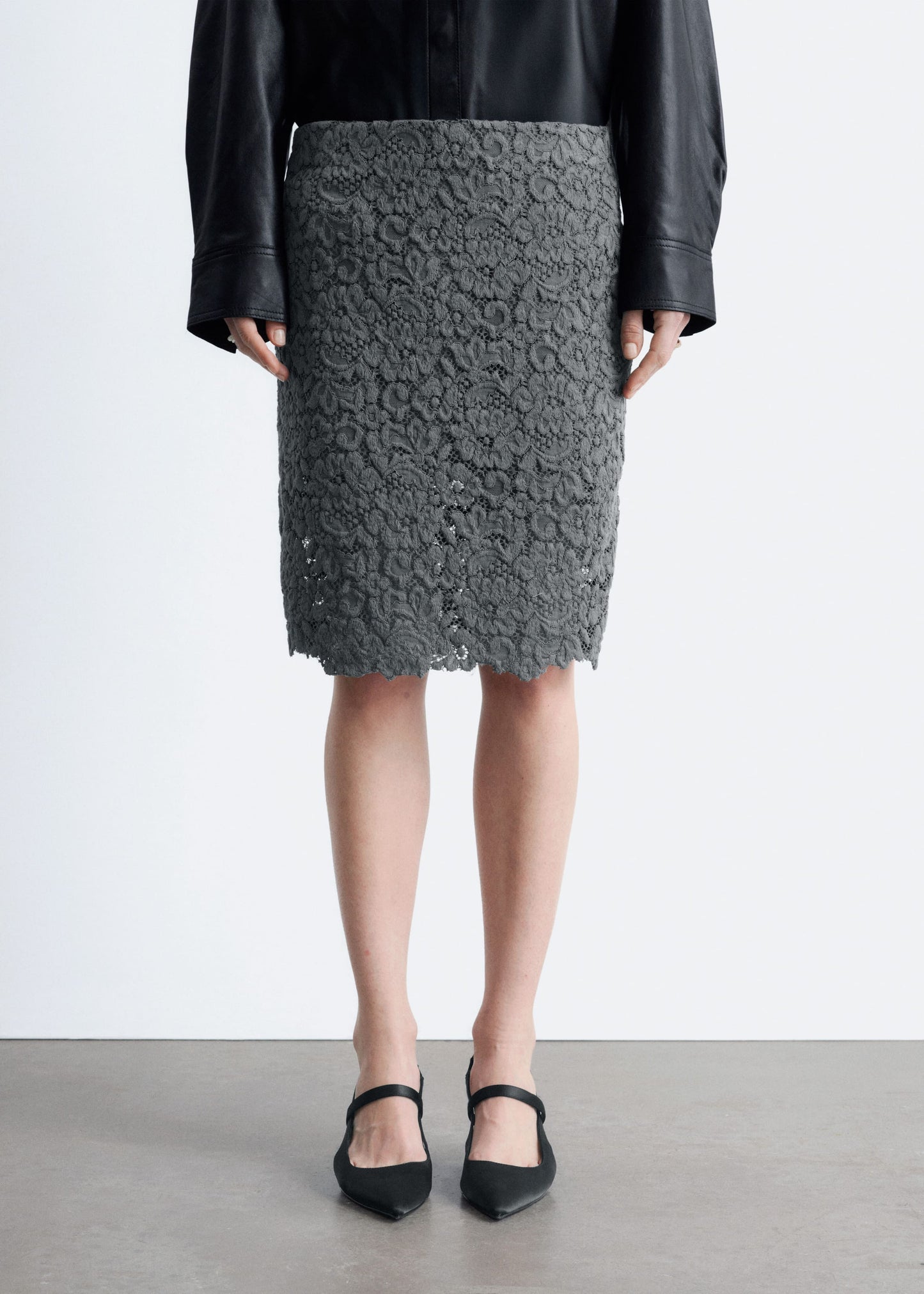 Pencil Lace Midi Skirt