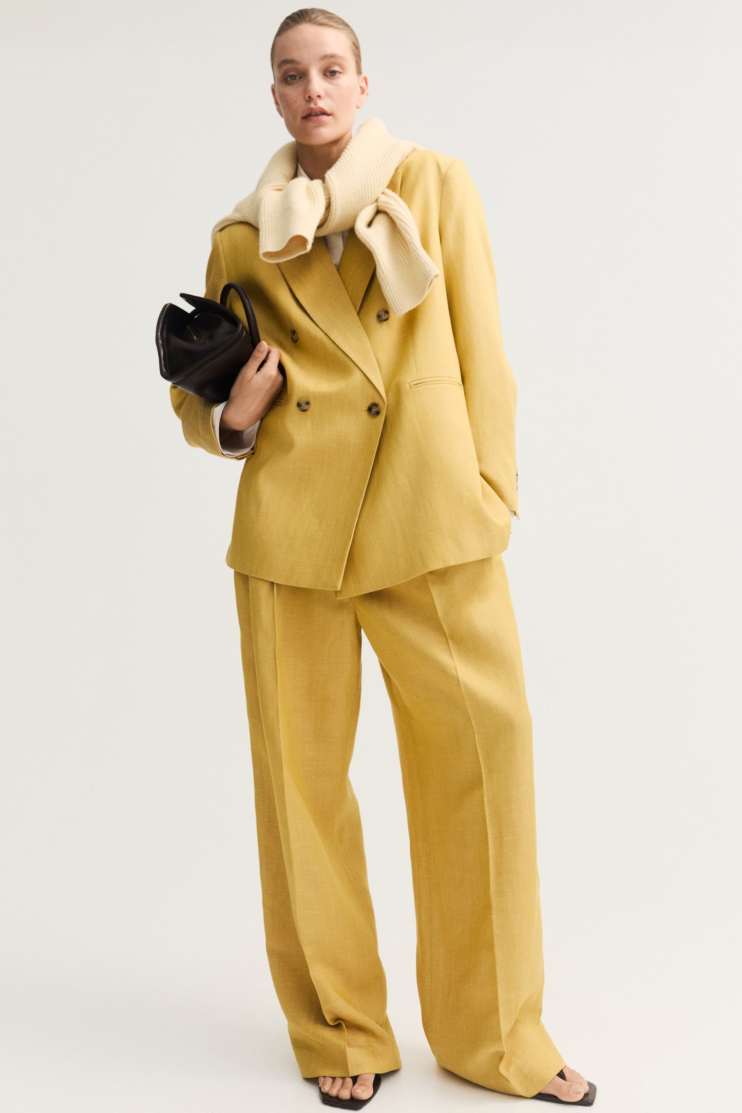 Linen-blend tailored trousers