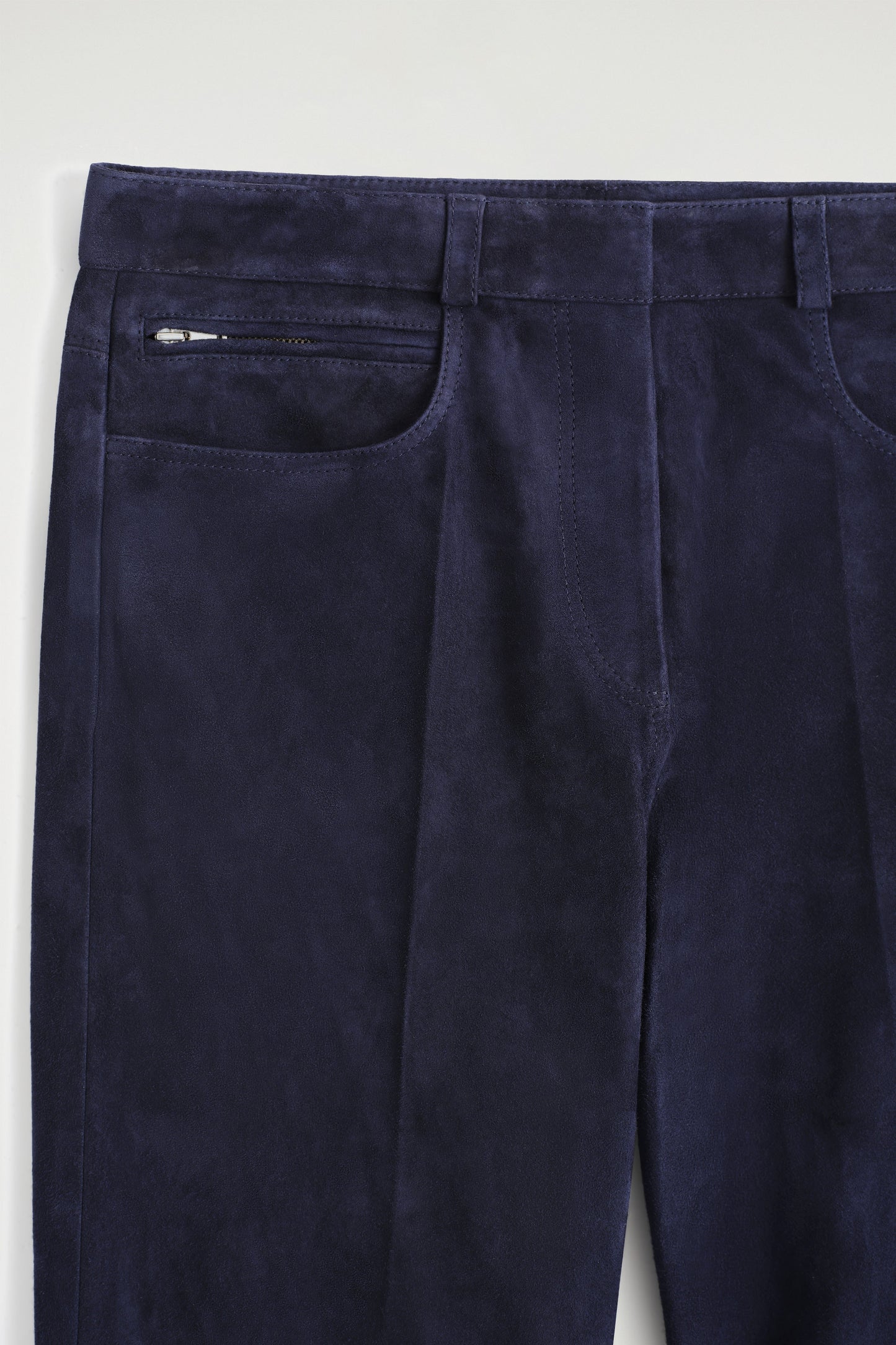 Suede Straight-Leg Trousers