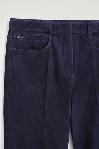 Suede Straight-Leg Trousers