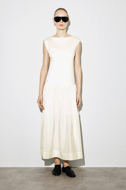 Tiered Gathered Midi Dress