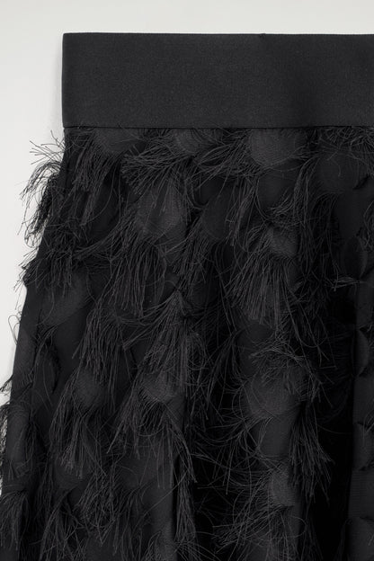 Jacquard-fringed midi skirt