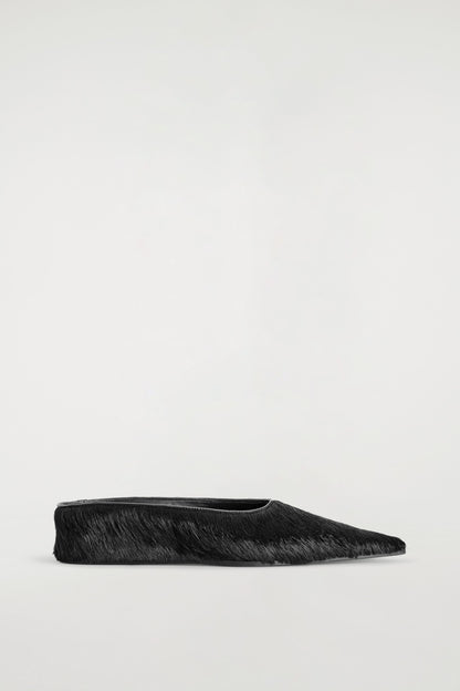 Pointed Pony Hair Mules