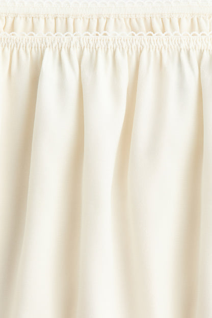 Lace-inset viscose mini skirt