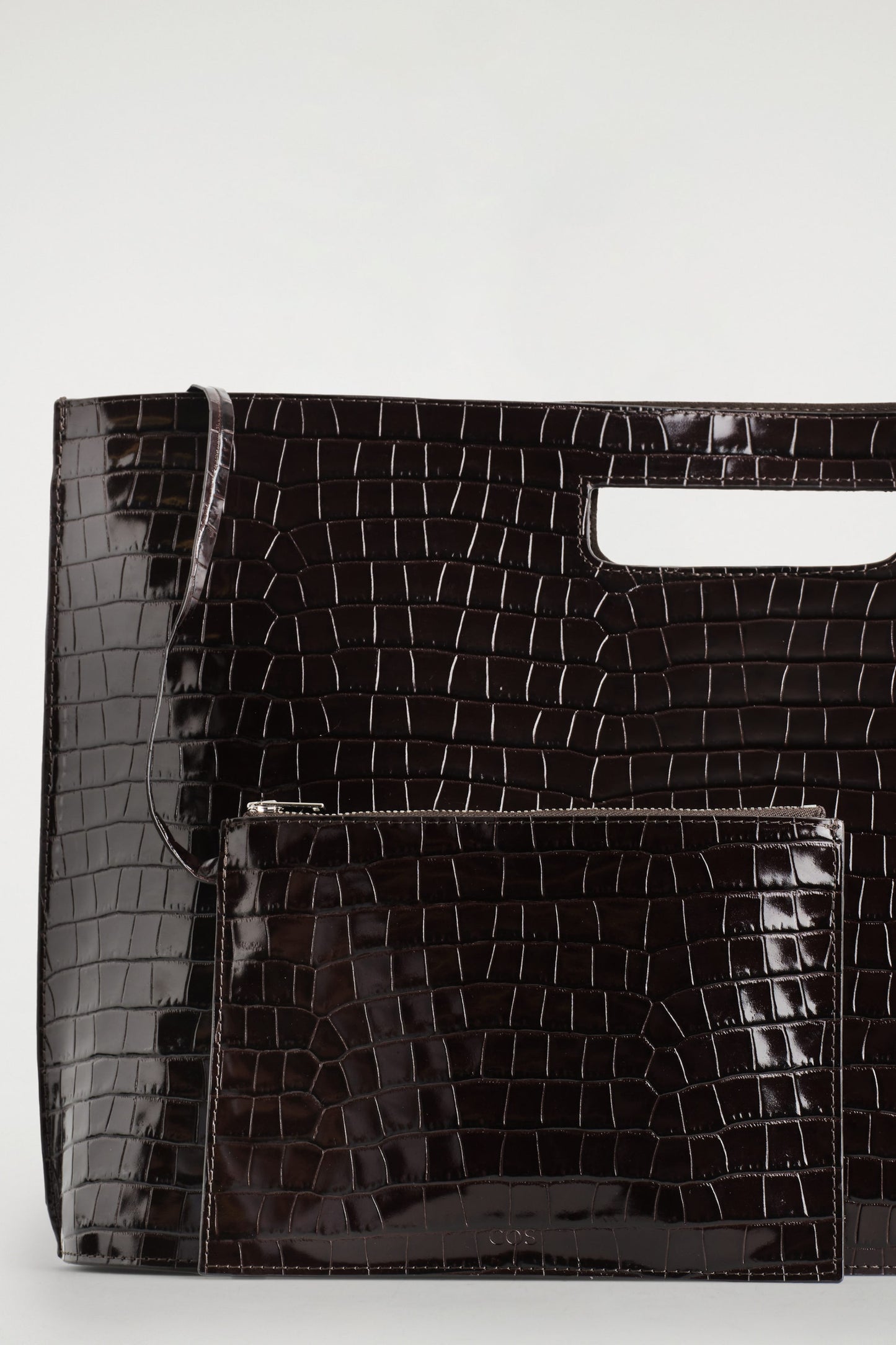 Folio Croc-Effect Leather Oversized Bag