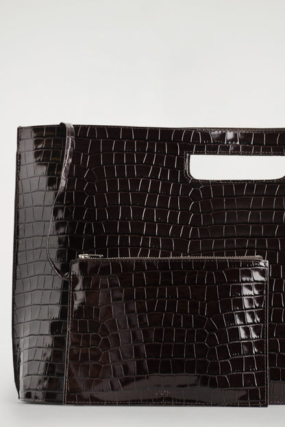 Folio Croc-Effect Leather Oversized Bag