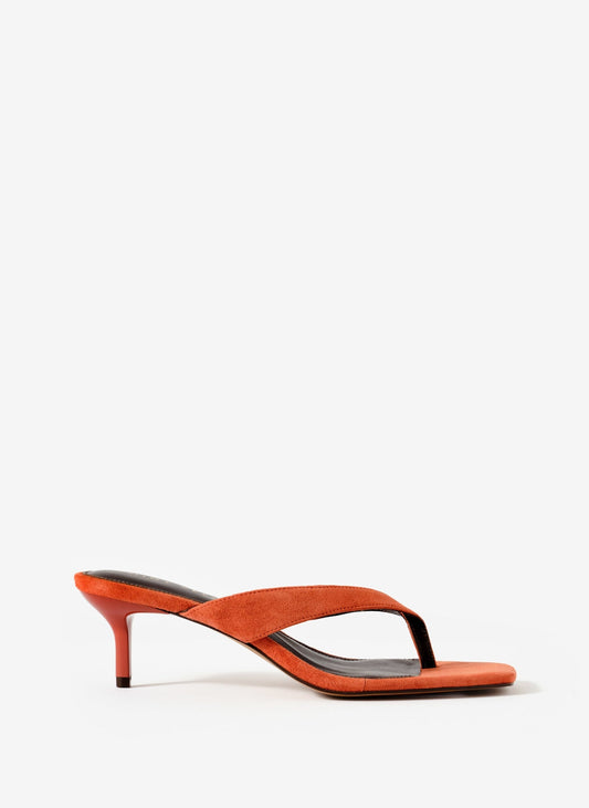 Betty Orange Suede Flip Flop Heels