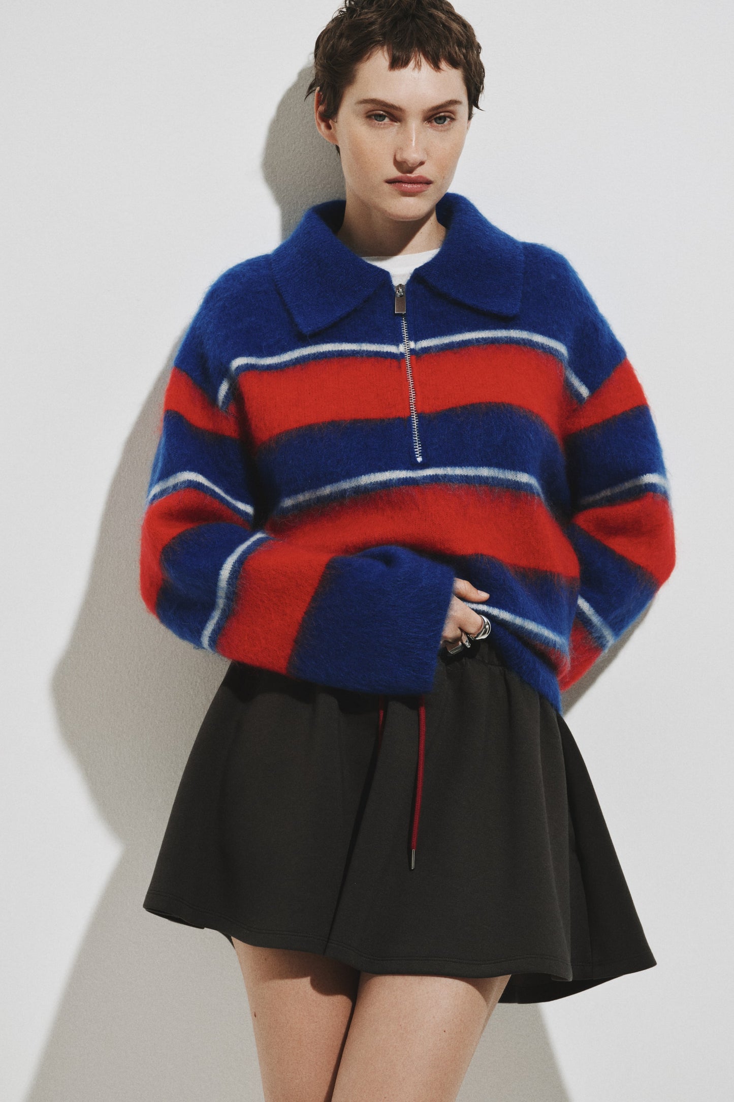 Mohair-blend zip-top jumper