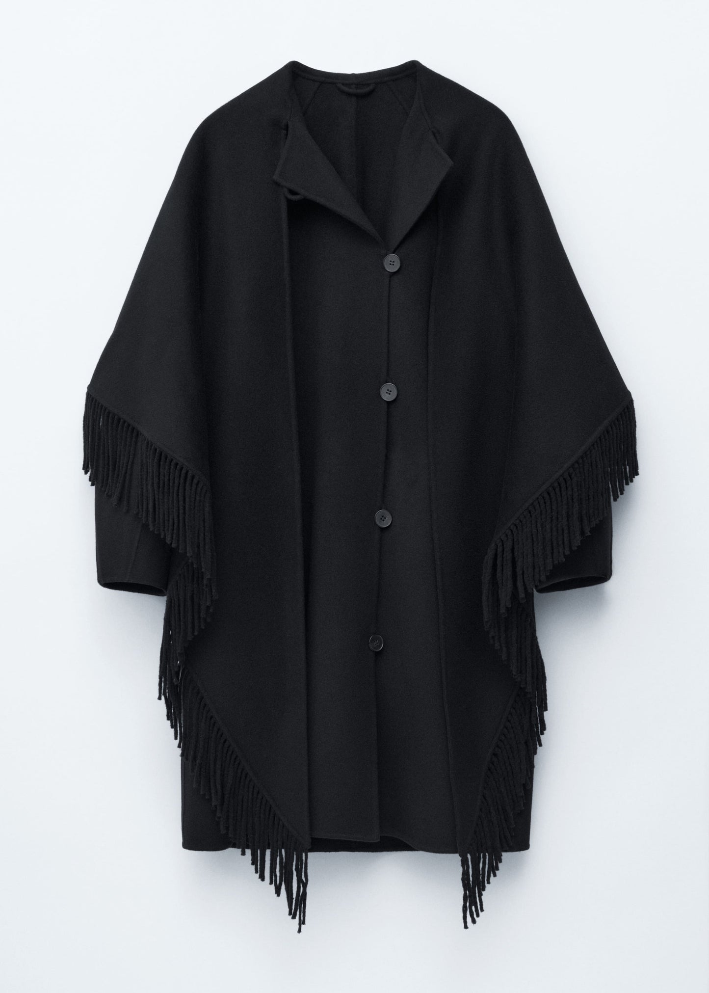 Fringed Shawl Wool Coat