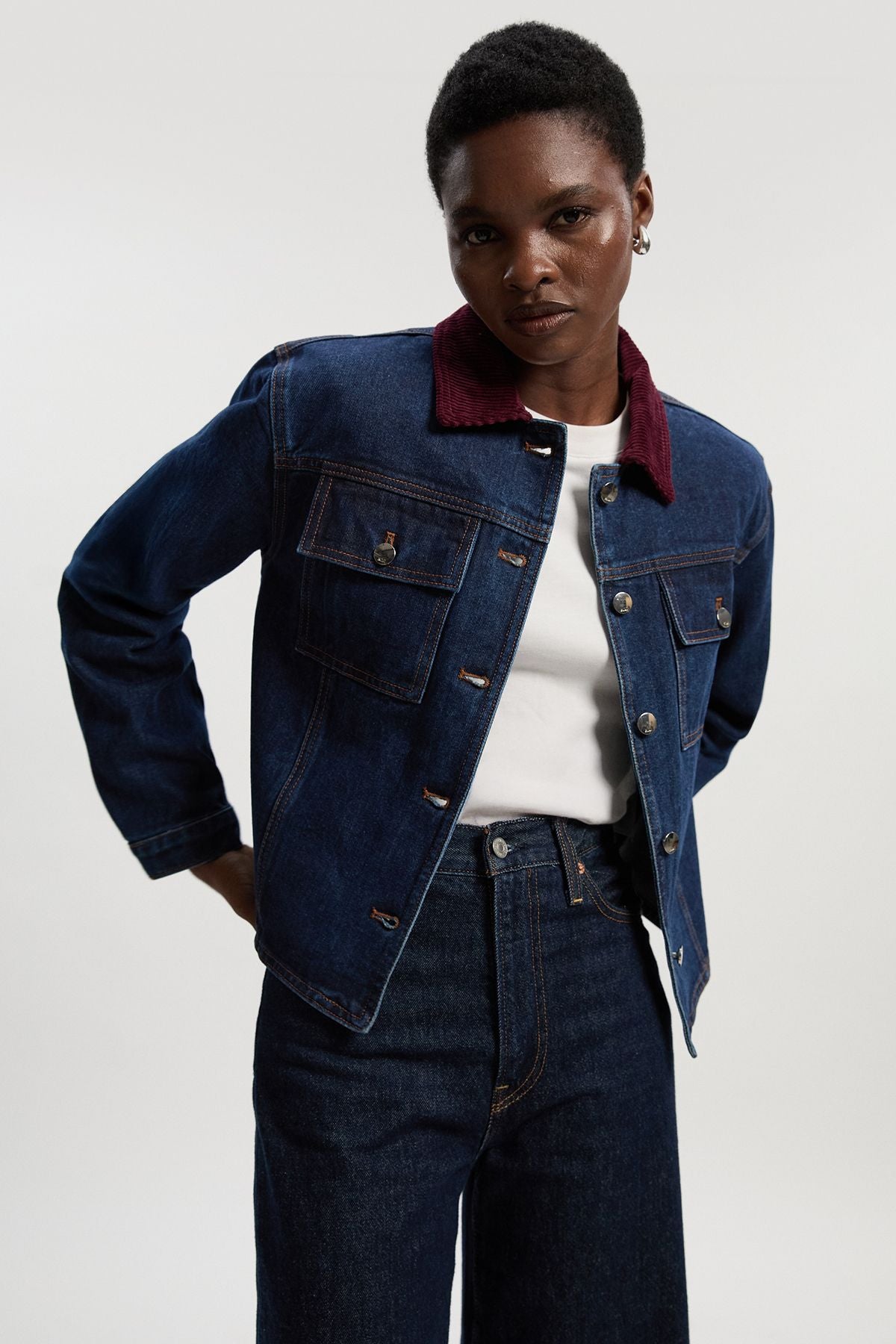 Denim and Cord Mix Jacket