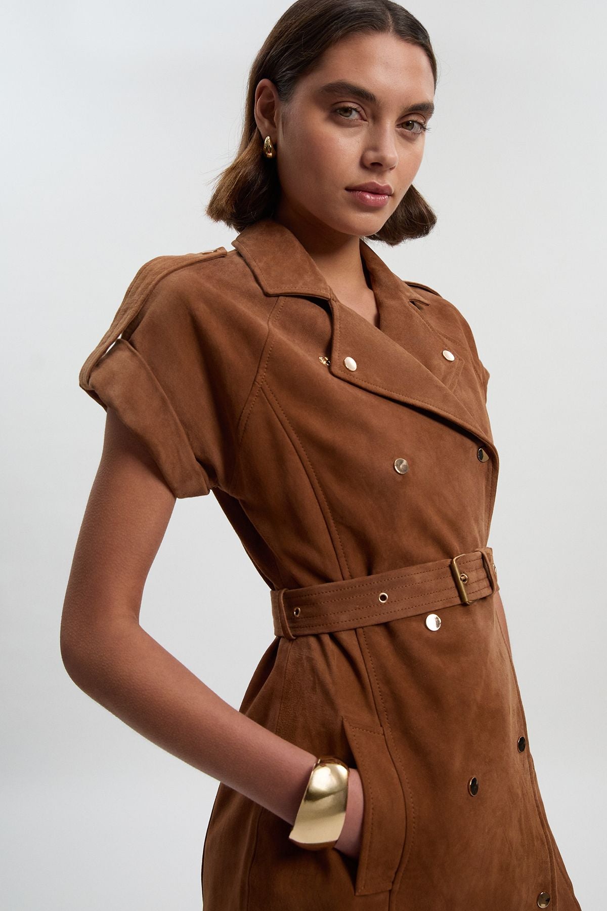 Suede Utility Mini Dress