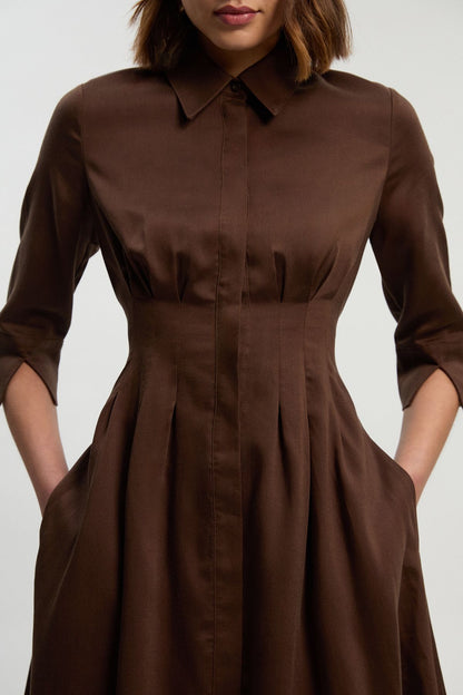 Tailored Linen Darted Waist Midi Dress