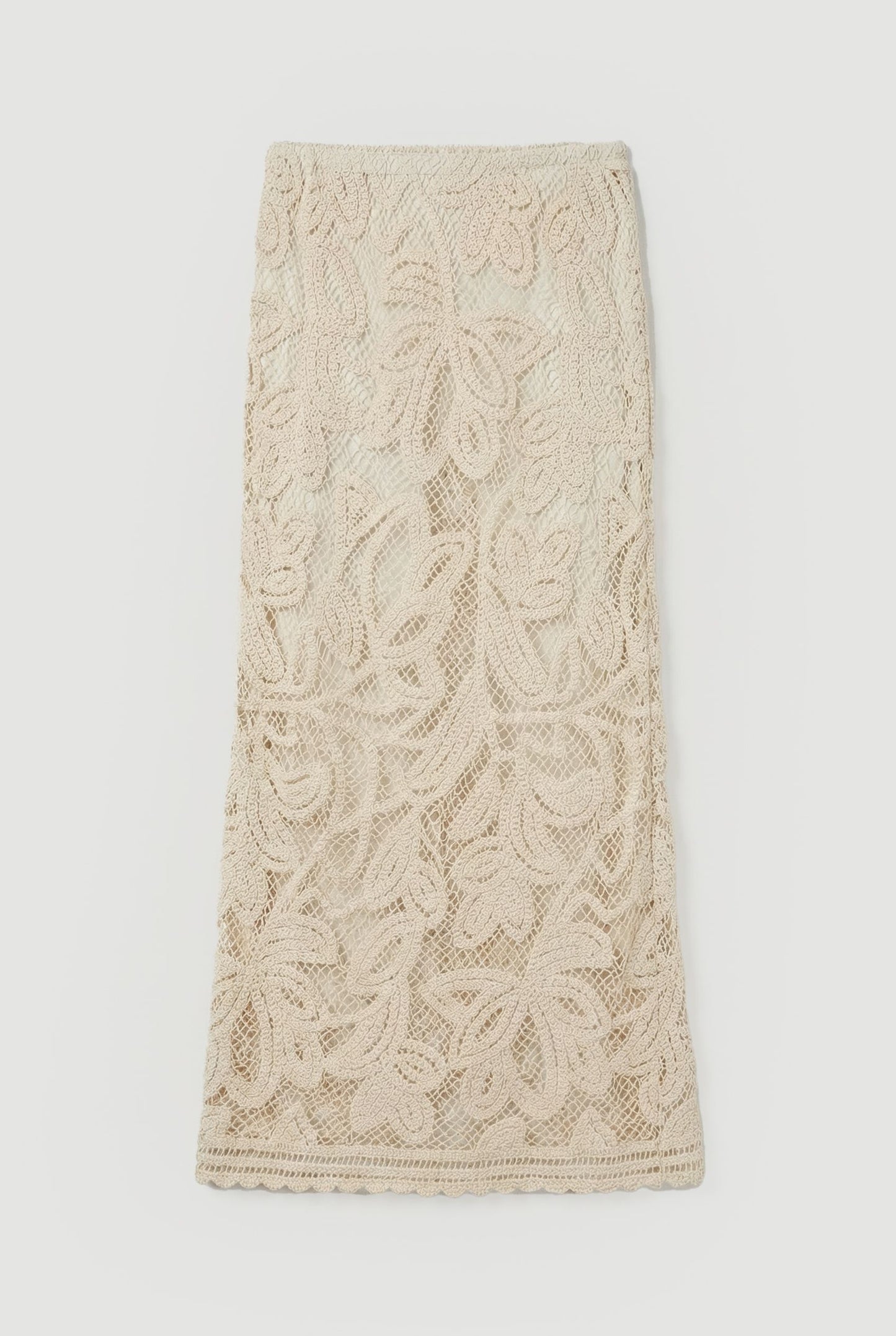 Floral Crotchet Woven Beach Bias Cut Skirt