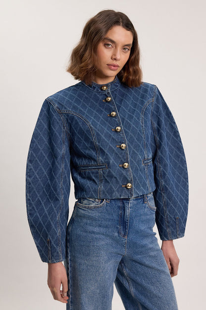 Denim Balloon Sleeve Jacket