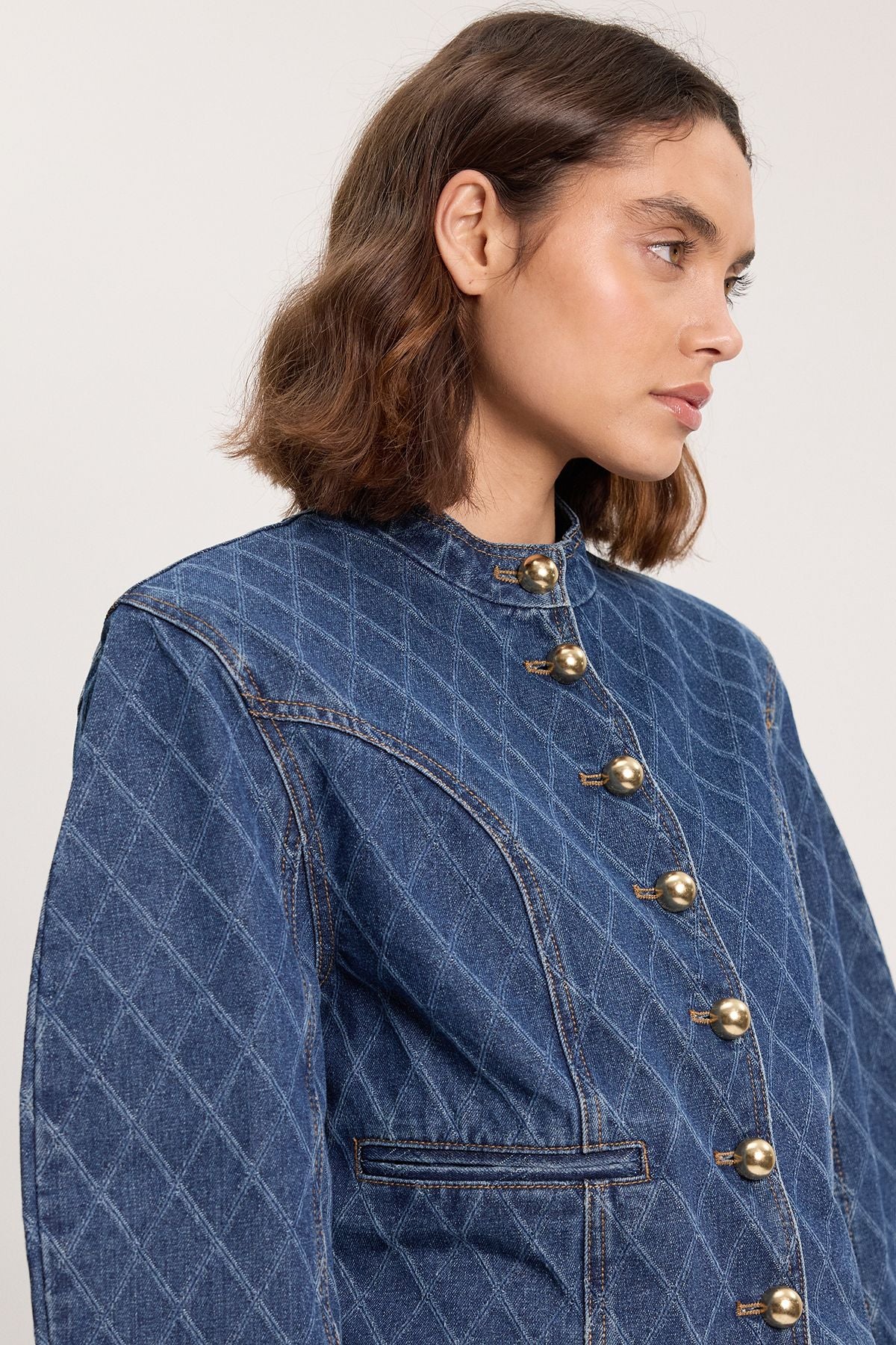 Denim Balloon Sleeve Jacket