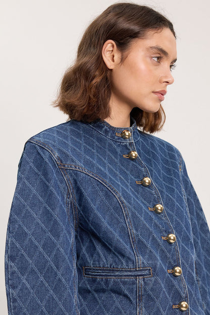 Denim Balloon Sleeve Jacket