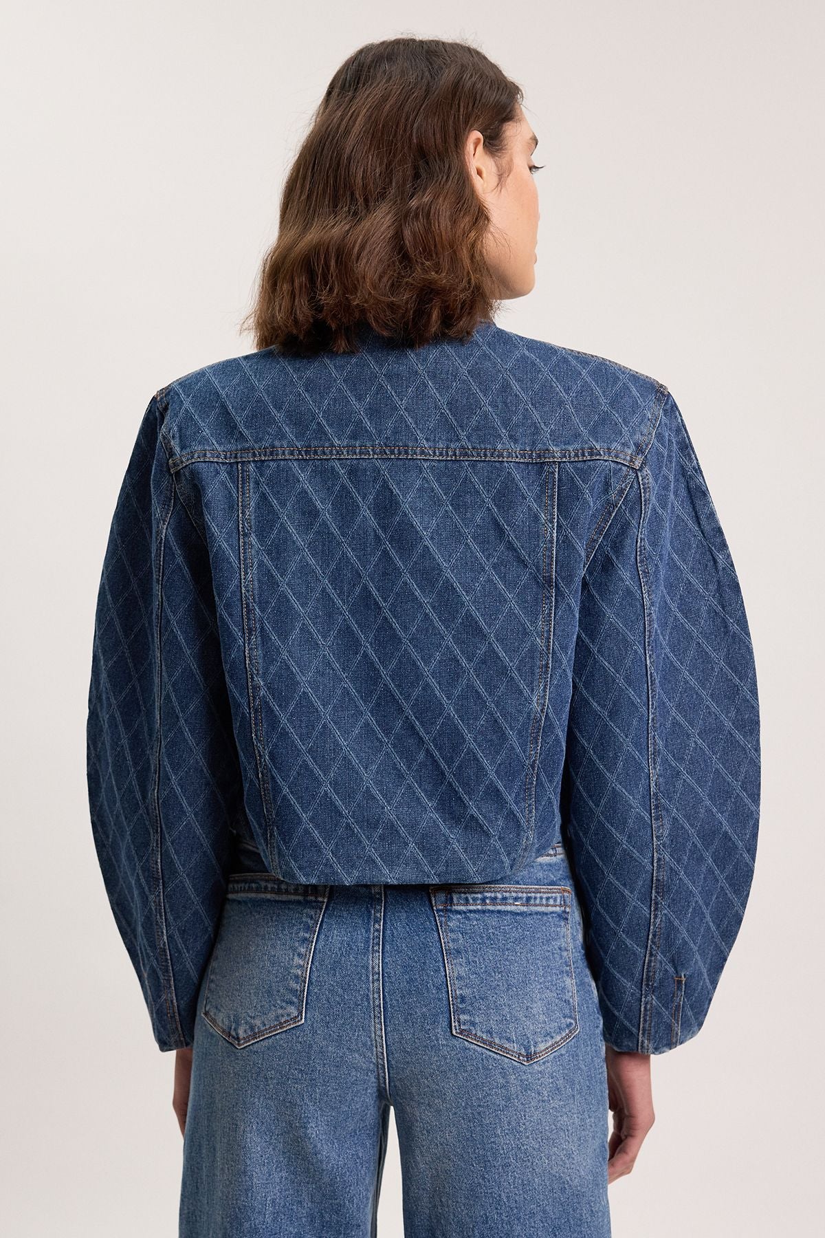 Denim Balloon Sleeve Jacket