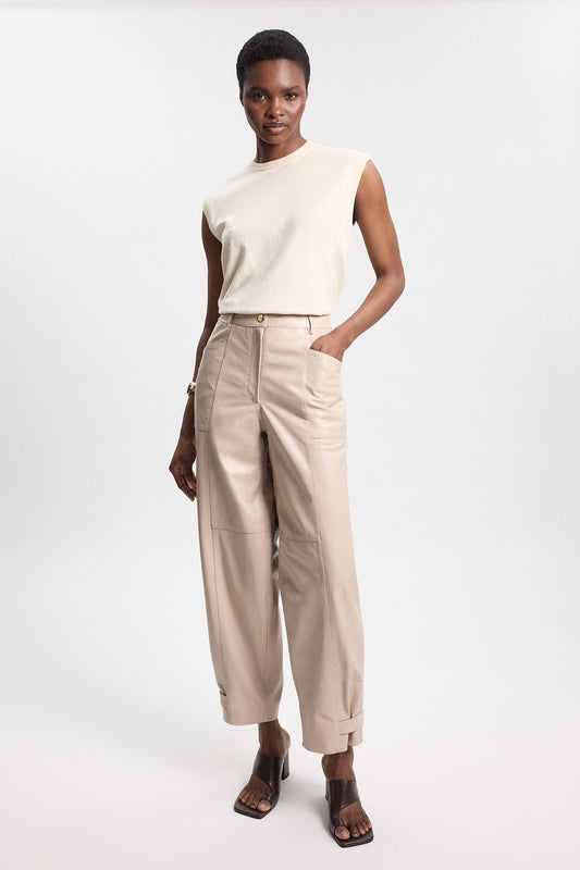 Leather Barrel Leg Trouser