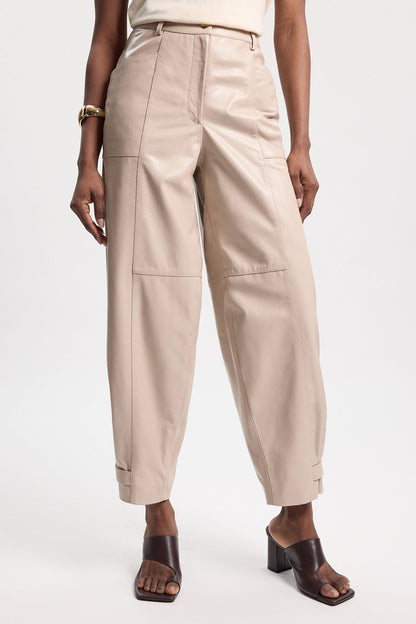 Leather Barrel Leg Trouser