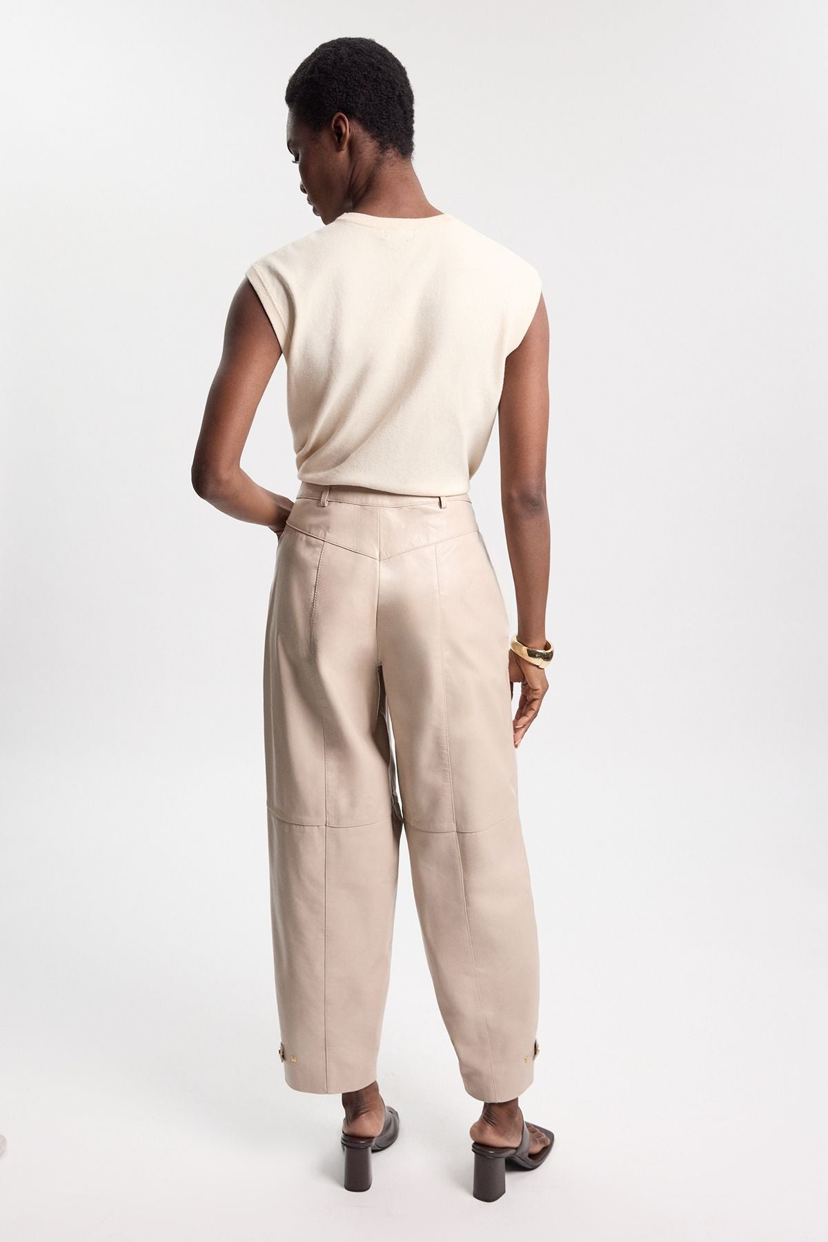 Leather Barrel Leg Trouser