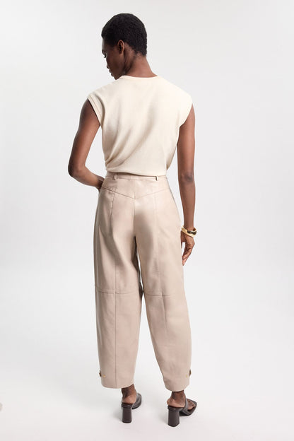 Leather Barrel Leg Trouser