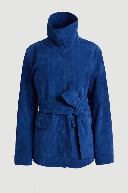 Suede High Collar Pocket Jacket