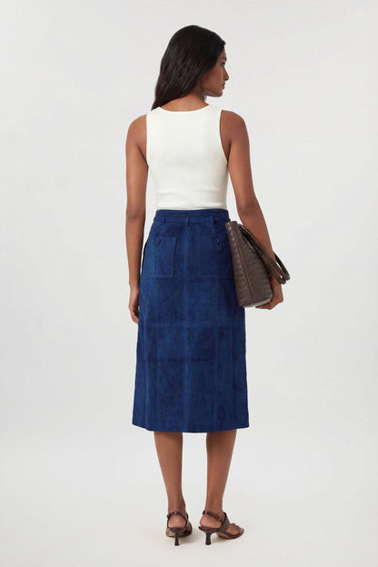 Suede Tie Belt Midi Skirt