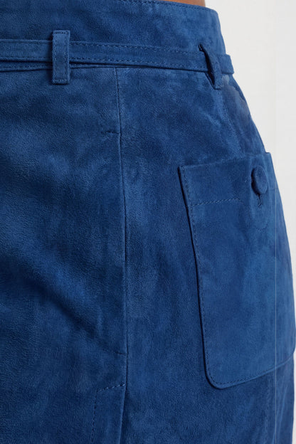Suede Tie Belt Midi Skirt