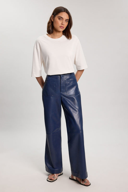 Leather Straight Leg Trouser