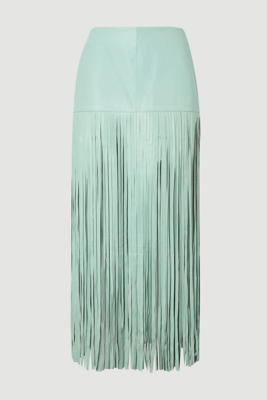 Leather Tassel Midi Skirt