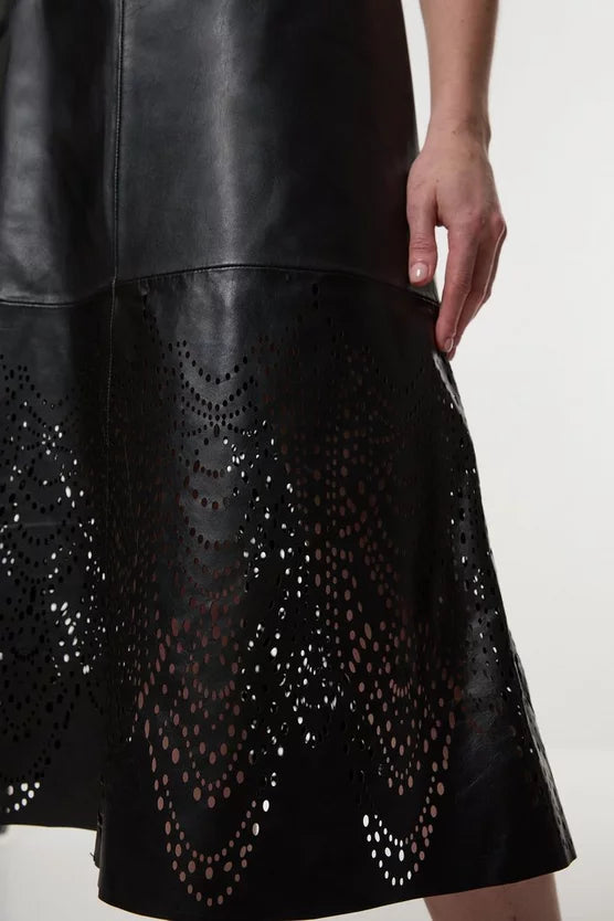 Amelia Graham Leather Cutwork Full Skirt