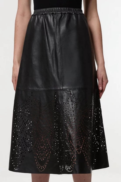 Amelia Graham Leather Cutwork Full Skirt