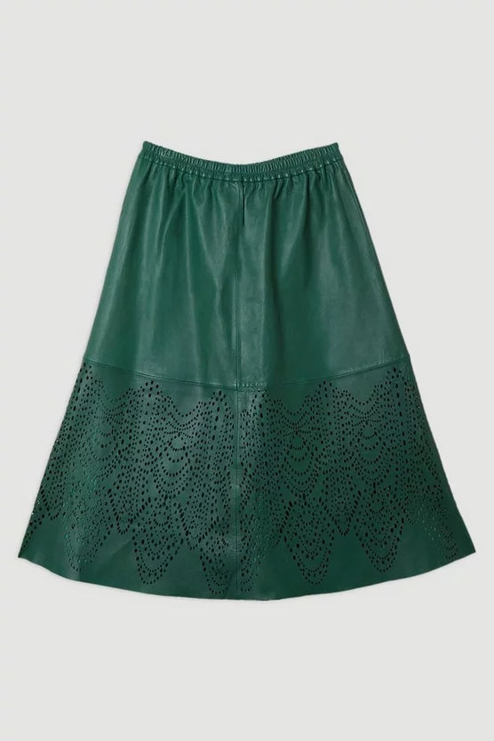 Amelia Graham Leather Cutwork Full Skirt