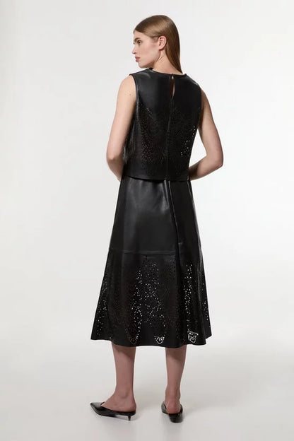 Amelia Graham Leather Cutwork Full Skirt