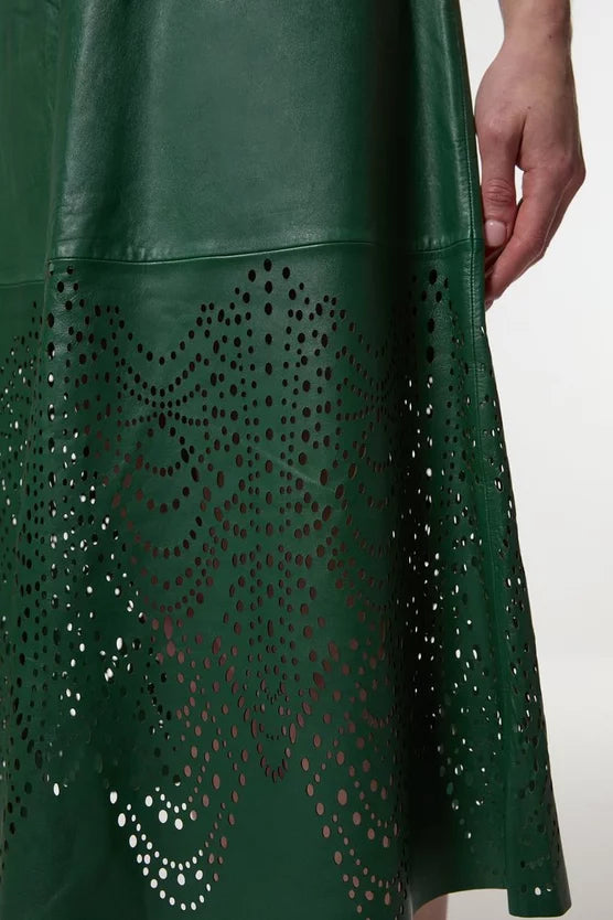 Amelia Graham Leather Cutwork Full Skirt